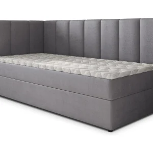Boxspringbed BEVE 80×200 cm Set met hoofdbord, bedbodem en matras, Grijs