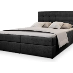 Boxspringbed GLOS 160×200 cm Set met hoofdbord, bedbodem en matras, Zwart Boxspringbed GLOS 160×200 cm Set met hoofdbord, bedbodem en matras, Zwart