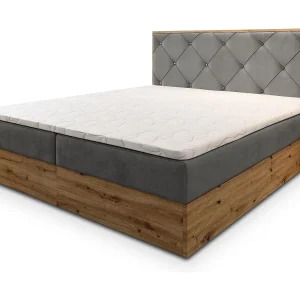 Boxspringbed FOSCO 180×200 cm Set met hoofdbord, bedbodem en matras, Grijs Boxspringbed FOSCO 180×200 cm Set met hoofdbord, bedbodem en matras, Grijs
