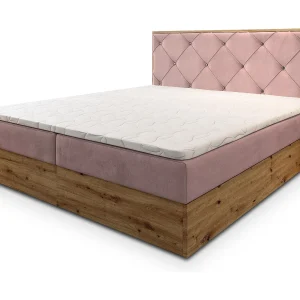 Boxspringbed FOSCO 180×200 cm Set met hoofdbord, bedbodem en matras, Poederroze Boxspringbed FOSCO 180×200 cm Set met hoofdbord, bedbodem en matras, Poederroze