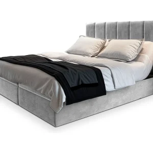 Boxspringbed BARINO 180×200 cm Set met hoofdbord, bedbodem en matras, Lichtgrijs Boxspringbed BARINO 180×200 cm Set met hoofdbord, bedbodem en matras, Lichtgrijs