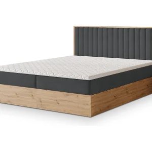 Boxspringbed VARELI 140×200 cm Set met hoofdbord, bedbodem en matras, Antracietgrijs