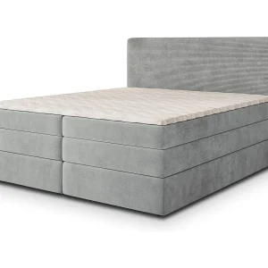 Boxspringbed MATERN 140×200 cm Set met hoofdbord, bedbodem en matras, Lichtgrijs