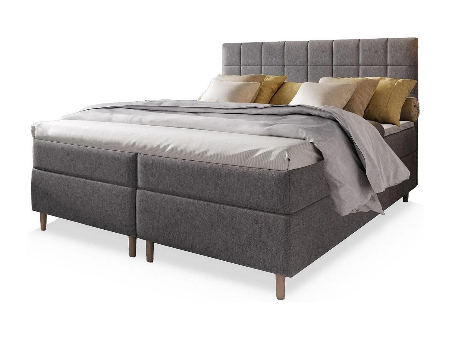 Boxspringbed IBIZA 180x200 cm Set met hoofdbord, bedbodem en matras, Lichtgrijs