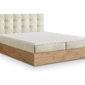 Boxspringbed MOLVEN 180×200 cm Set met hoofdbord, bedbodem en matras, Crème Boxspringbed MOLVEN 180×200 cm Set met hoofdbord, bedbodem en matras, Crème