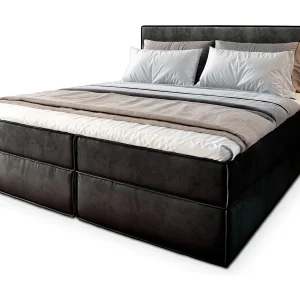 Boxspringbed PELLIO 180×200 cm Set met hoofdbord, bedbodem en matras, Zwart