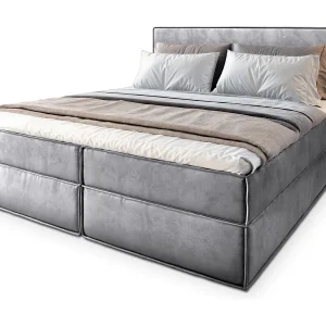 Boxspringbed PELLIO 180×200 cm Set met hoofdbord, bedbodem en matras, Lichtgrijs