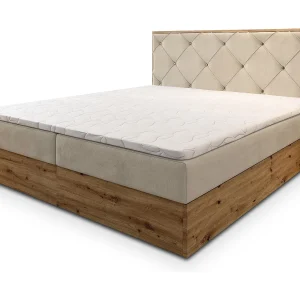 Boxspringbed FOSCO 140×200 cm Set met hoofdbord, bedbodem en matras, Beige