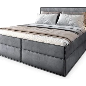Boxspringbed PELLIO 140×200 cm Set met hoofdbord, bedbodem en matras, Grijs Boxspringbed PELLIO 140×200 cm Set met hoofdbord, bedbodem en matras, Grijs