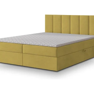 Boxspringbed MERIL 140×200 cm Set met hoofdbord, bedbodem en matras, Geel Boxspringbed MERIL 140×200 cm Set met hoofdbord, bedbodem en matras, Geel