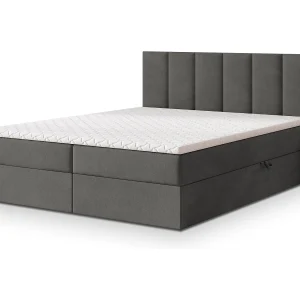 Boxspringbed MERIL 180×200 cm Set met hoofdbord, bedbodem en matras, Grijs Boxspringbed MERIL 180×200 cm Set met hoofdbord, bedbodem en matras, Grijs