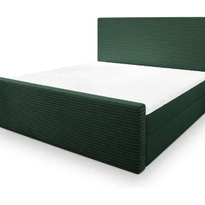 Boxspringbed ALORIA 140×200 cm Set met hoofdbord, bedbodem en matras, Dennengroen