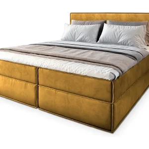 Boxspringbed PELLIO 180×200 cm Set met hoofdbord, bedbodem en matras, Geel