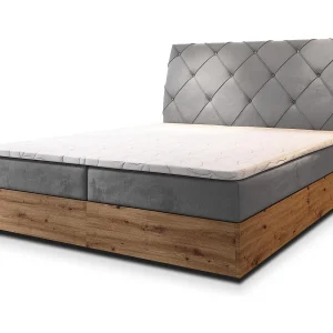 Boxspringbed VELLANO 160×200 cm Set met hoofdbord, bedbodem en matras, Lichtgrijs Boxspringbed VELLANO 160×200 cm Set met hoofdbord, bedbodem en matras, Lichtgrijs