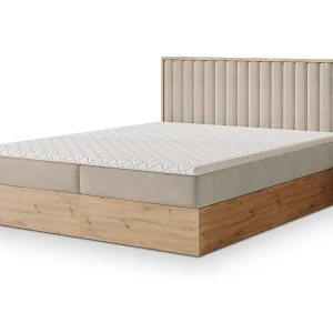 Boxspringbed VARELI 140×200 cm Set met hoofdbord, bedbodem en matras, Beige