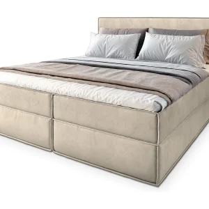 Boxspringbed PELLIO 160×200 cm Set met hoofdbord, bedbodem en matras, Crème Boxspringbed PELLIO 160×200 cm Set met hoofdbord, bedbodem en matras, Crème