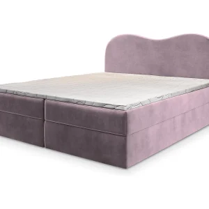 Boxspringbed FLUVIA 140×200 cm Set met hoofdbord, bedbodem en matras, Paars