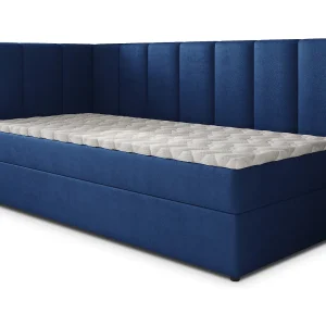 Boxspringbed BEVE 90×200 cm Set met hoofdbord, bedbodem en matras, Blauw Boxspringbed BEVE 90×200 cm Set met hoofdbord, bedbodem en matras, Blauw