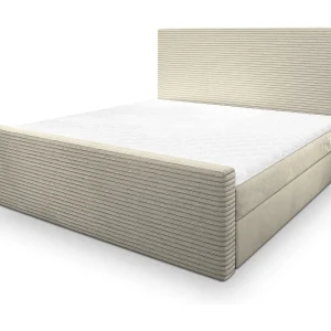 Boxspringbed ALORIA 140×200 cm Set met hoofdbord, bedbodem en matras, Crème
