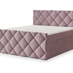 Boxspringbed ROVARI 140×200 cm Set met hoofdbord, bedbodem en matras, Poederroze