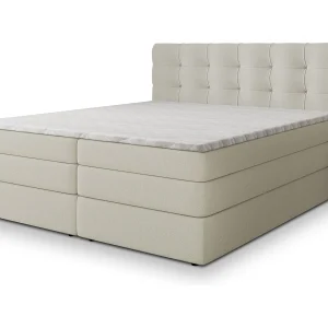 Boxspringbed AREZI 180×200 cm Set met hoofdbord, bedbodem en matras, Crème