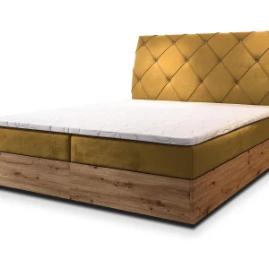 Boxspringbed VELLANO 180×200 cm Set met hoofdbord, bedbodem en matras, Geel Boxspringbed VELLANO 180×200 cm Set met hoofdbord, bedbodem en matras, Geel