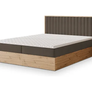 Boxspringbed VARELI 160×200 cm Set met hoofdbord, bedbodem en matras, Bruin