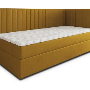 Boxspringbed ARIS 80×200 cm Set met hoofdbord, bedbodem en matras, Geel