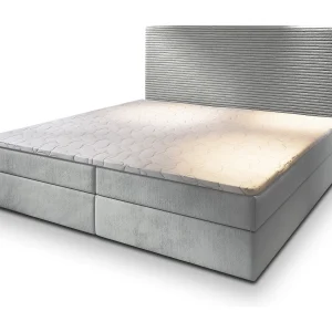 Boxspringbed GIARRO 140×200 cm Set met hoofdbord, bedbodem en matras, Lichtgrijs Boxspringbed GIARRO 140×200 cm Set met hoofdbord, bedbodem en matras, Lichtgrijs