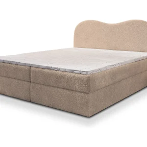 Boxspringbed FLUVIA 160×200 cm Set met hoofdbord, bedbodem en matras, Beige