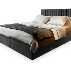 Boxspringbed MURLO 180×200 cm Set met hoofdbord, bedbodem en matras, Grijs Boxspringbed MURLO 180×200 cm Set met hoofdbord, bedbodem en matras, Grijs