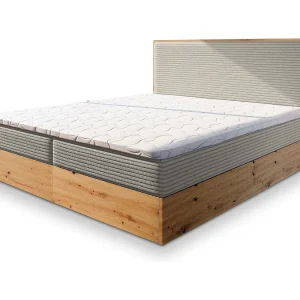 Boxspringbed VERDON 160×200 cm Set met hoofdbord, bedbodem en matras, Beige