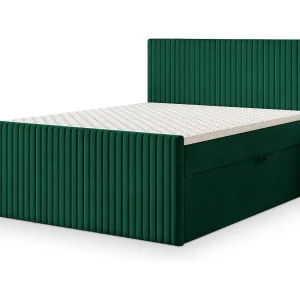 Boxspringbed TERVAN 160×200 cm Set met hoofdbord, bedbodem en matras, Dennengroen Boxspringbed TERVAN 160×200 cm Set met hoofdbord, bedbodem en matras, Dennengroen