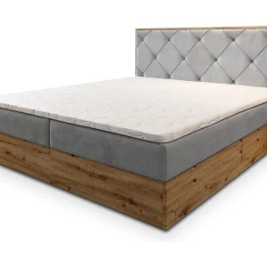 Boxspringbed FOSCO 140×200 cm Set met hoofdbord, bedbodem en matras, Lichtgrijs