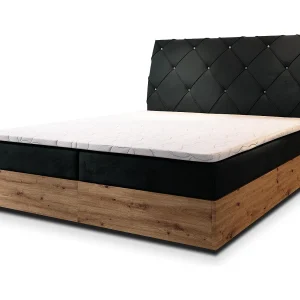Boxspringbed VELLANO 140×200 cm Set met hoofdbord, bedbodem en matras, Zwart Boxspringbed VELLANO 140×200 cm Set met hoofdbord, bedbodem en matras, Zwart