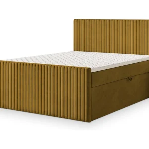 Boxspringbed TERVAN 160×200 cm Set met hoofdbord, bedbodem en matras, Geel Boxspringbed TERVAN 160×200 cm Set met hoofdbord, bedbodem en matras, Geel