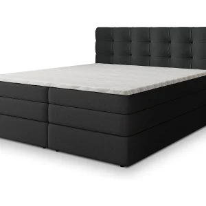 Boxspringbed AREZI 180×200 cm Set met hoofdbord, bedbodem en matras, Zwart