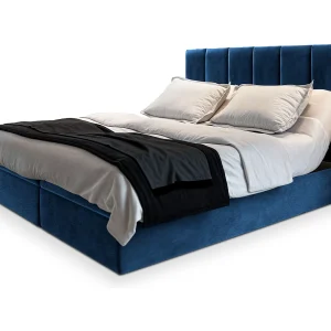 Boxspringbed BARINO 140×200 cm Set met hoofdbord, bedbodem en matras, Blauw Boxspringbed BARINO 140×200 cm Set met hoofdbord, bedbodem en matras, Blauw