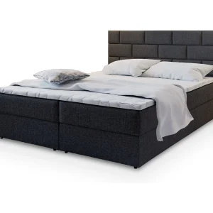 Boxspringbed KERLO 140×200 cm Set met hoofdbord, bedbodem en matras, Zwart Boxspringbed KERLO 140×200 cm Set met hoofdbord, bedbodem en matras, Zwart