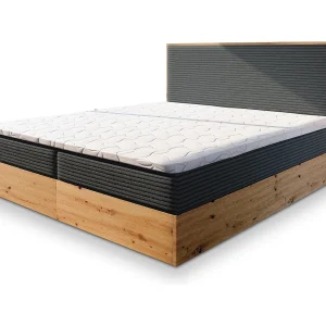 Boxspringbed VERDON 160×200 cm Set met hoofdbord, bedbodem en matras, Antracietgrijs