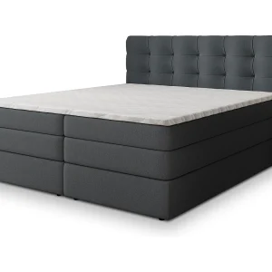 Boxspringbed AREZI 140×200 cm Set met hoofdbord, bedbodem en matras, Antracietgrijs