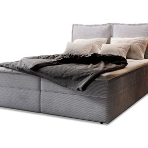 Boxspringbed LENTE 160×200 cm Set met hoofdbord, bedbodem en matras, Grijs