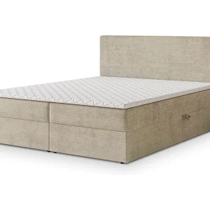 Boxspringbed NIRA 160×200 cm Set met hoofdbord, bedbodem en matras, Crème Boxspringbed NIRA 160×200 cm Set met hoofdbord, bedbodem en matras, Crème