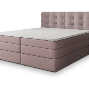 Boxspringbed AREZI 160×200 cm Set met hoofdbord, bedbodem en matras, Poederroze