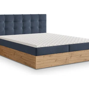Boxspringbed MOLVEN 160×200 cm Set met hoofdbord, bedbodem en matras, Blauw Boxspringbed MOLVEN 160×200 cm Set met hoofdbord, bedbodem en matras, Blauw