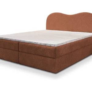 Boxspringbed FLUVIA 140×200 cm Set met hoofdbord, bedbodem en matras, Terracotta