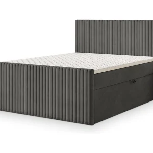 Boxspringbed TERVAN 160×200 cm Set met hoofdbord, bedbodem en matras, Grijs Boxspringbed TERVAN 160×200 cm Set met hoofdbord, bedbodem en matras, Grijs