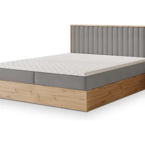 Boxspringbed VARELI 140×200 cm Set met hoofdbord, bedbodem en matras, Grijs