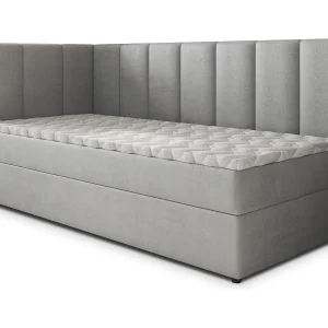 Boxspringbed BEVE 80×200 cm Set met hoofdbord, bedbodem en matras, Lichtgrijs