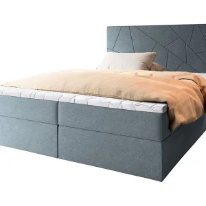 Boxspringbed MADO 160×200 cm Set met hoofdbord, bedbodem en matras, Blauw